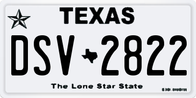TX license plate DSV2822
