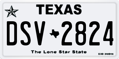 TX license plate DSV2824