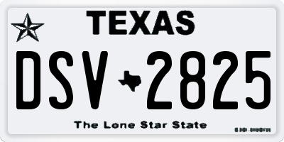 TX license plate DSV2825