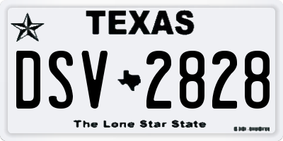 TX license plate DSV2828