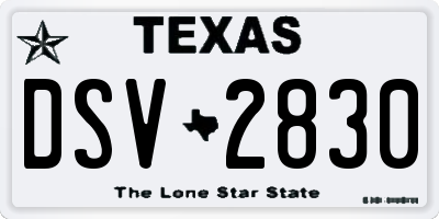 TX license plate DSV2830