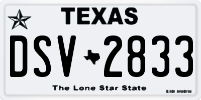 TX license plate DSV2833