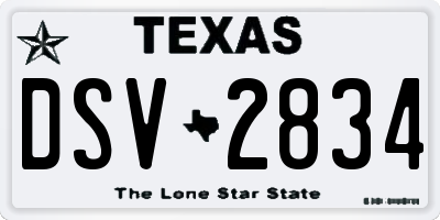 TX license plate DSV2834