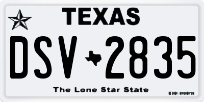 TX license plate DSV2835