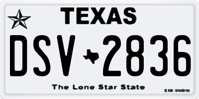 TX license plate DSV2836