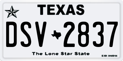 TX license plate DSV2837