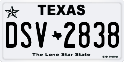 TX license plate DSV2838