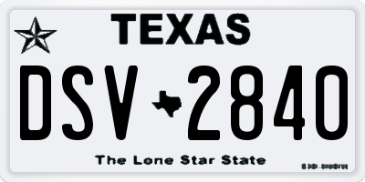 TX license plate DSV2840