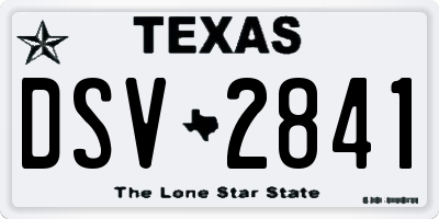 TX license plate DSV2841