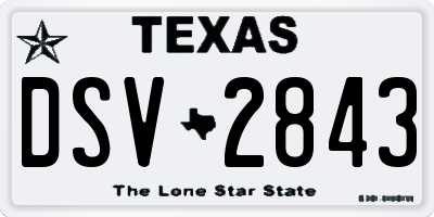 TX license plate DSV2843