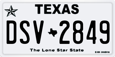 TX license plate DSV2849