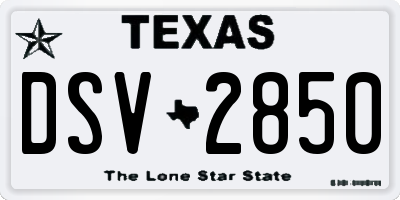 TX license plate DSV2850