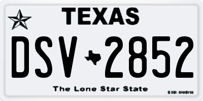 TX license plate DSV2852