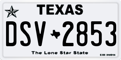 TX license plate DSV2853