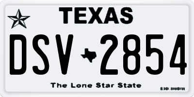 TX license plate DSV2854