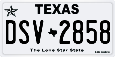 TX license plate DSV2858
