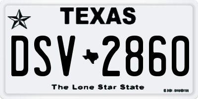 TX license plate DSV2860