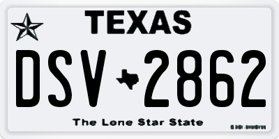 TX license plate DSV2862