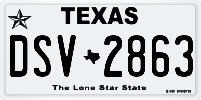 TX license plate DSV2863