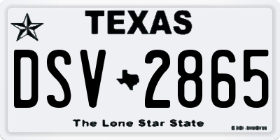 TX license plate DSV2865