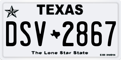 TX license plate DSV2867