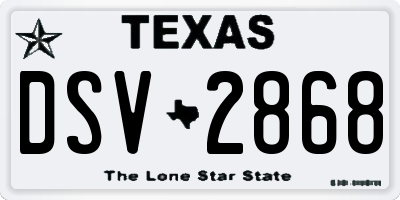 TX license plate DSV2868
