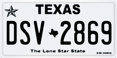 TX license plate DSV2869