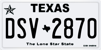 TX license plate DSV2870