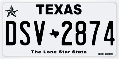 TX license plate DSV2874