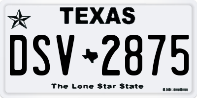 TX license plate DSV2875