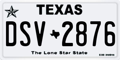 TX license plate DSV2876