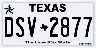 TX license plate DSV2877