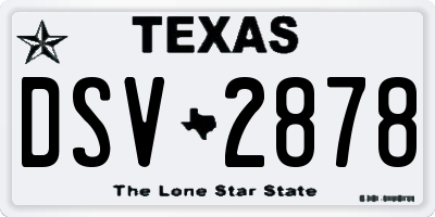TX license plate DSV2878