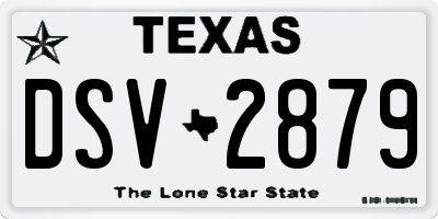 TX license plate DSV2879