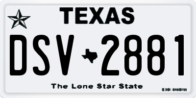 TX license plate DSV2881