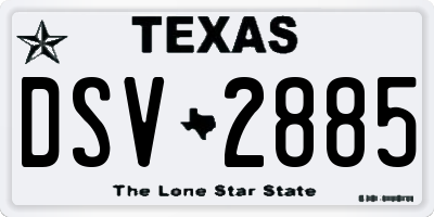 TX license plate DSV2885