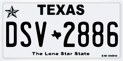TX license plate DSV2886