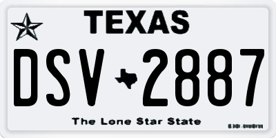 TX license plate DSV2887