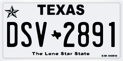 TX license plate DSV2891