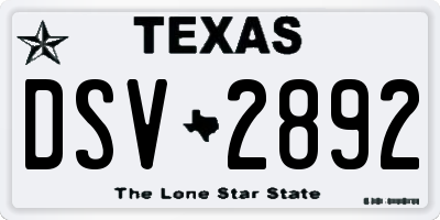 TX license plate DSV2892