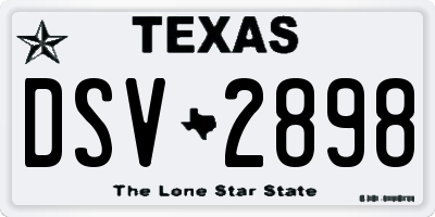 TX license plate DSV2898
