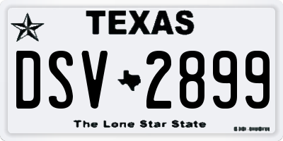 TX license plate DSV2899
