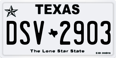 TX license plate DSV2903