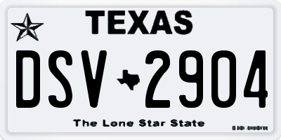TX license plate DSV2904
