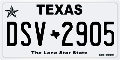 TX license plate DSV2905