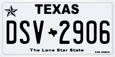 TX license plate DSV2906