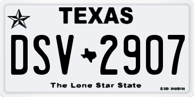TX license plate DSV2907