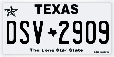 TX license plate DSV2909