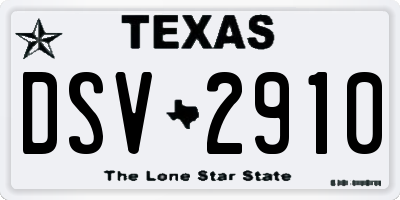 TX license plate DSV2910