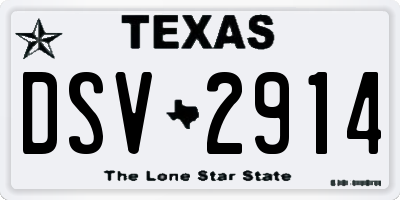 TX license plate DSV2914